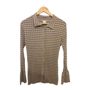a new day Beige Striped Button-Down Shirt